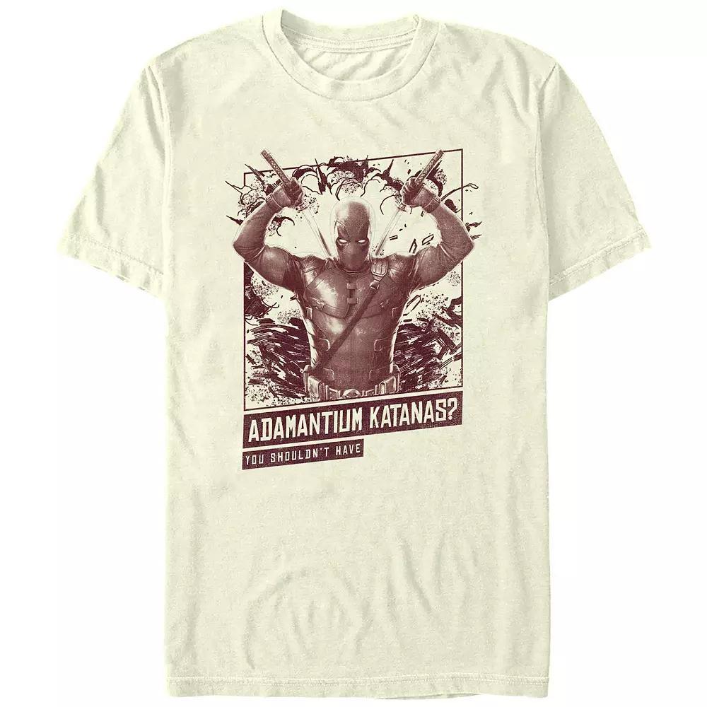 Men's Deadpool And Wolverine Adamantium Katanas Box Graphic Tee, Size: Medium, Natural Product Image