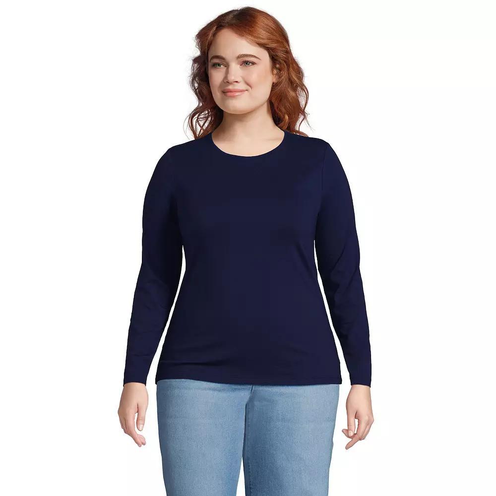Plus Size Lands' End Long Sleeve Lightweight Jersey Crewneck Top, Women's, Size: 3XL, Light Cornflower Product Image