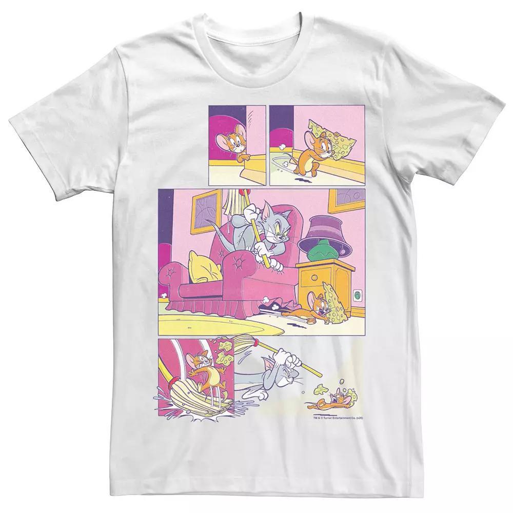 Men's Tom And Jerry Comic Strip Panels Tee, Size: Medium, White Product Image