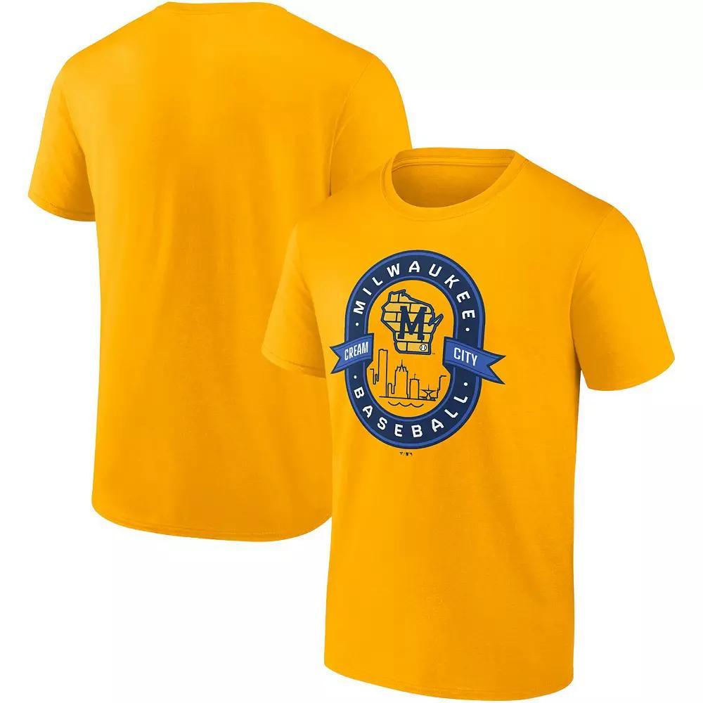 Men's Fanatics Branded Gold Milwaukee Brewers Iconic Glory Bound T-Shirt, Size: Medium Product Image