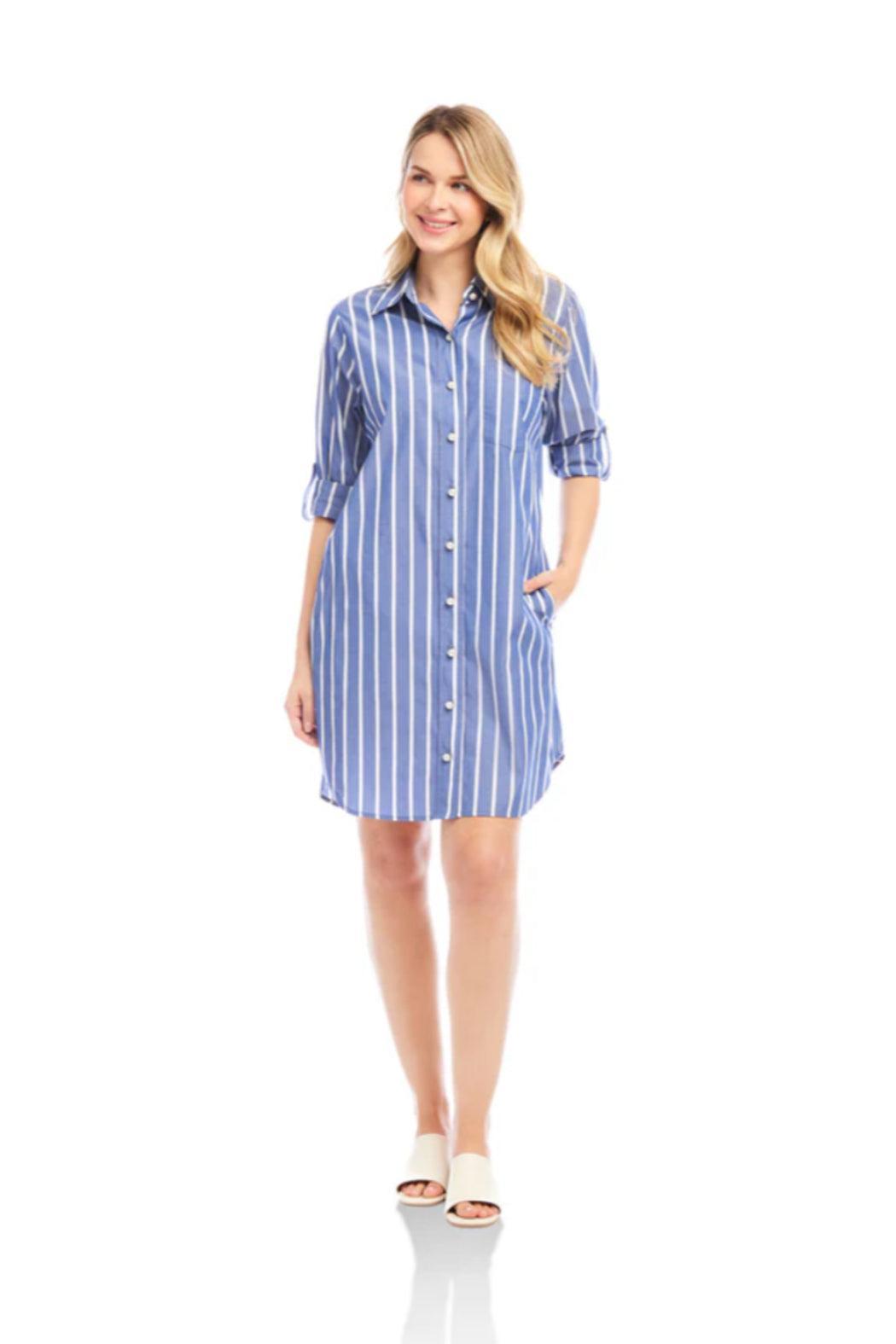 Roll Tab Stripe Shirtdress Product Image