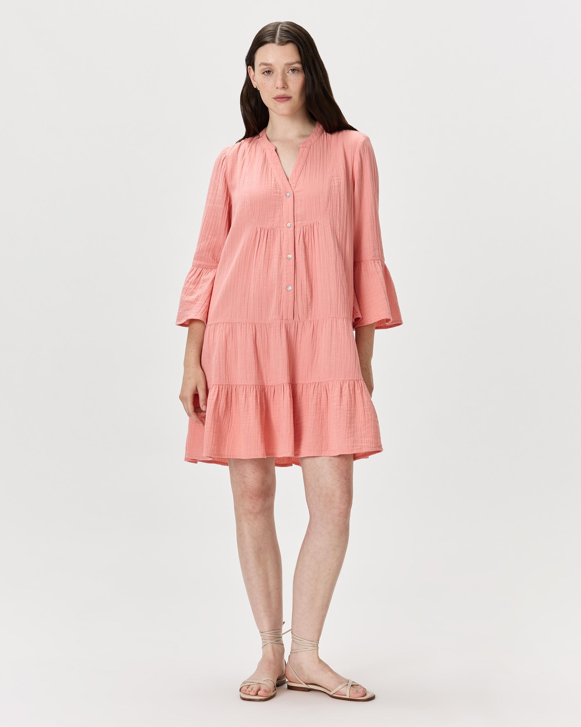 Quince | Women's Gauze Long Sleeve Tiered Mini Dress Size XS, Organic Cotton Product Image