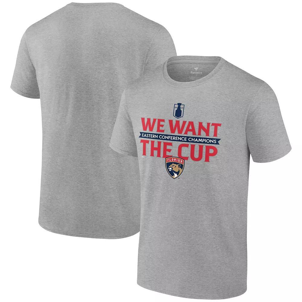 Men's Fanatics  Steel Florida Panthers 2024 Eastern Conference Champions We Want The Cup T-Shirt, Size: XL, Pnt Silver Product Image