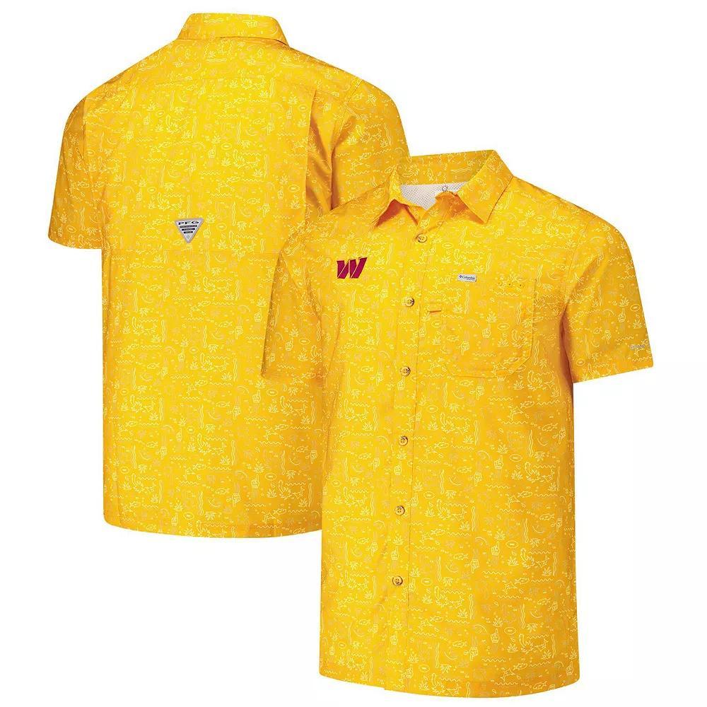 Mens Columbia PFG Gold Washington Commanders Super Slack Tide Omni-Wick Button-Up Shirt Product Image