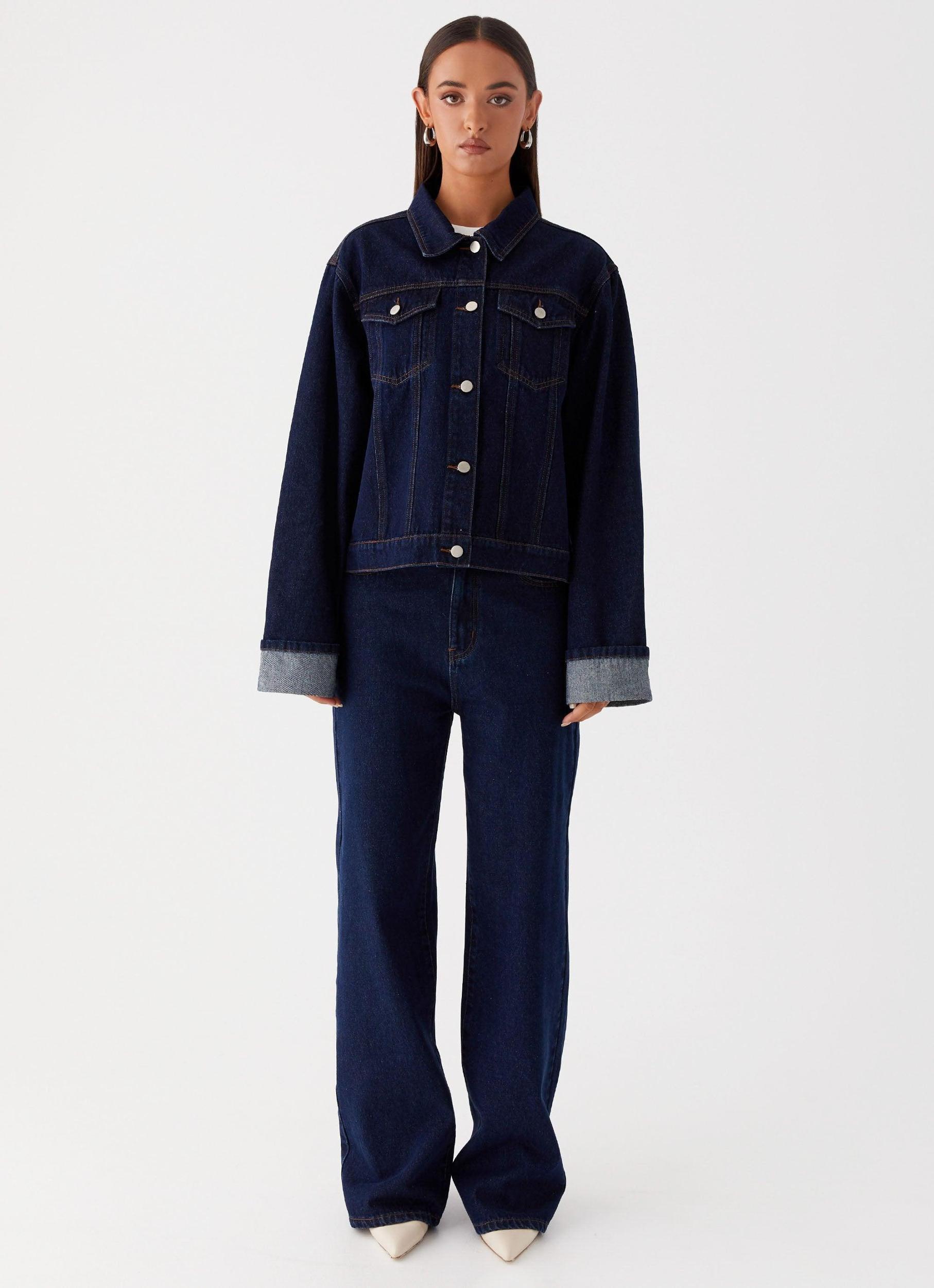 Back Again Oversized Denim Jacket - Blue Product Image