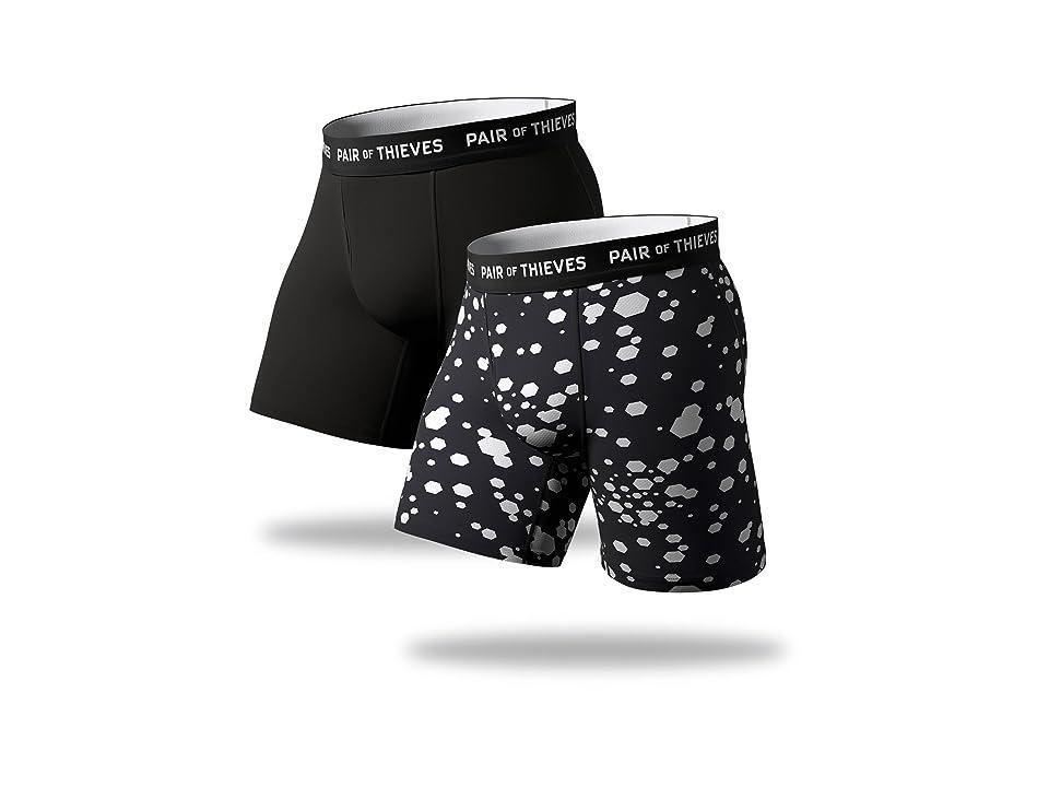 Pair of Thieves Men's Skull Print Super Fit Long Leg Boxer Briefs 2pk - Black/White L: Mid Rise Mesh Underwear Product Image