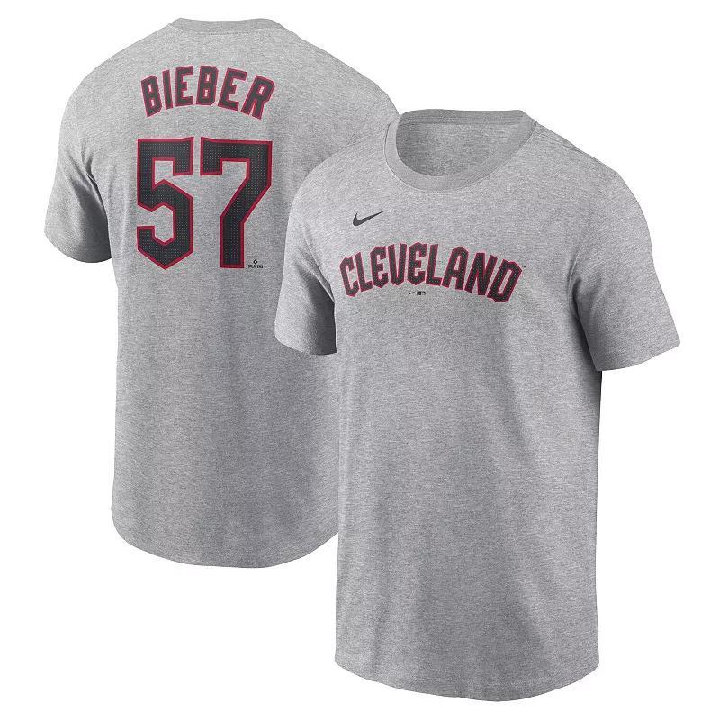 Men's Nike Shane Bieber Gray Cleveland Guardians Fuse Name & Number T-Shirt, Size: 2XL, Grd Grey Product Image