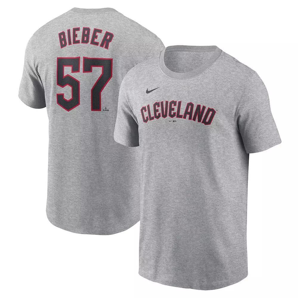Men's Nike Shane Bieber Gray Cleveland Guardians Fuse Name & Number T-Shirt, Size: 2XL, Grd Grey Product Image