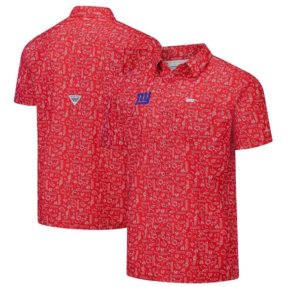 Men's Columbia PFG Red New York Giants Super Slack Tide Omni-Wick Button-Up Shirt, Size: Medium Product Image