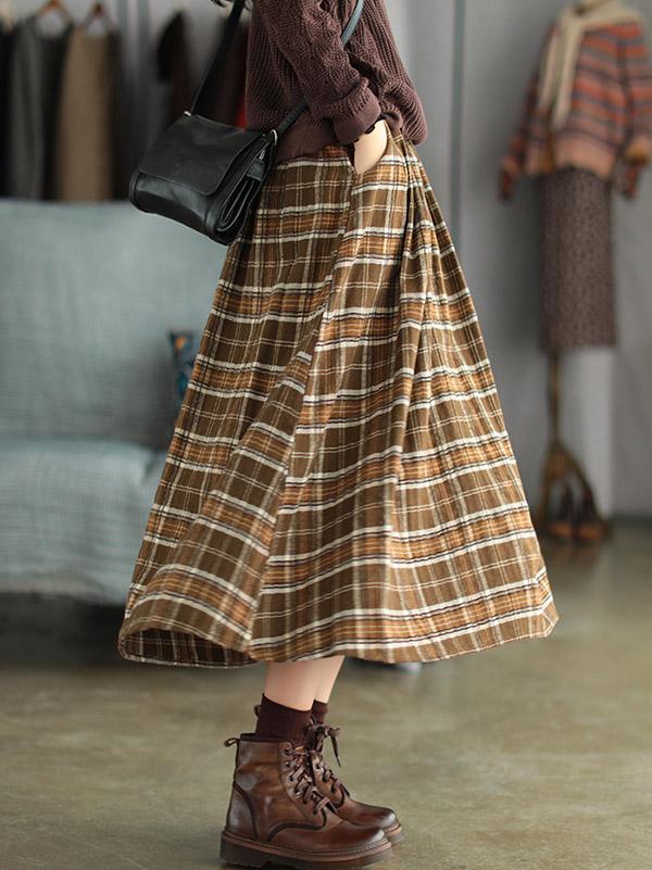 Artistic Retro Plaid A-Line Skirt Product Image