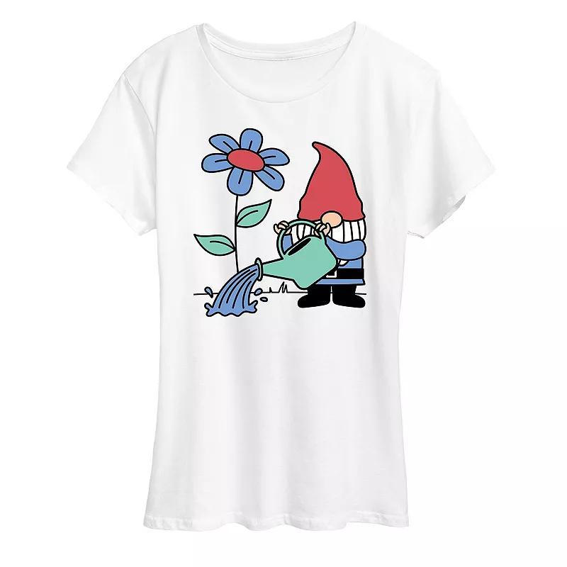 Womens Gardening Gnome Graphic Tee Grey Gray Product Image