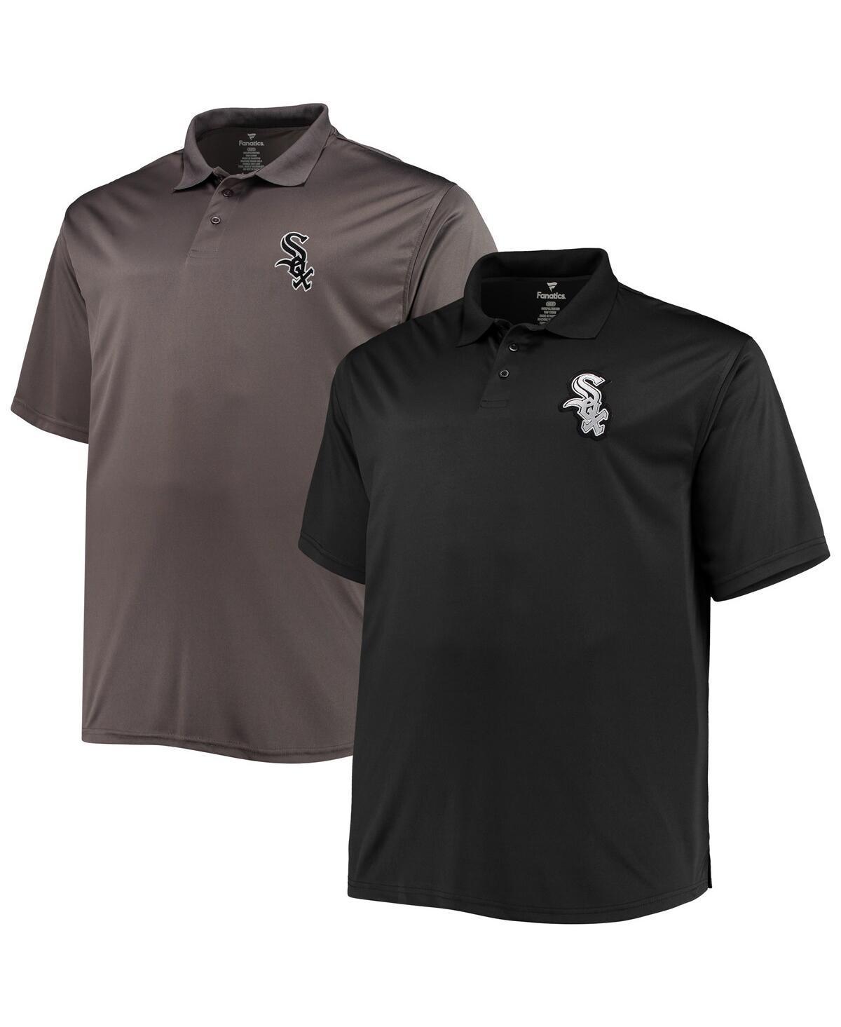 Men's Black/Charcoal Chicago White Sox Big & Tall Two-Pack Polo Set, Size: 3XLT Product Image