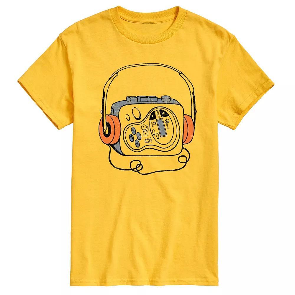 Men's Cassette Player Graphic Tee, Size: Large, Grey Gray Product Image