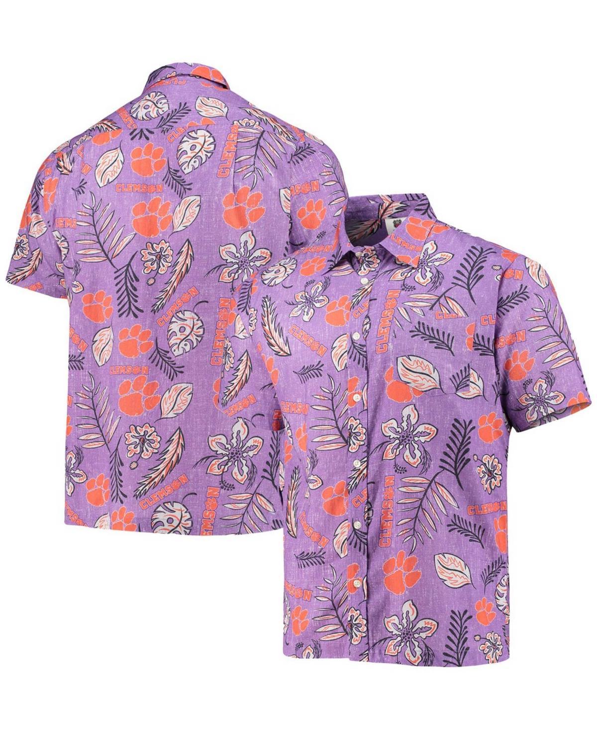 Men's Wes & Willy Purple Clemson Tigers Vintage Floral Button-Up Shirt, Size: 2XL Product Image
