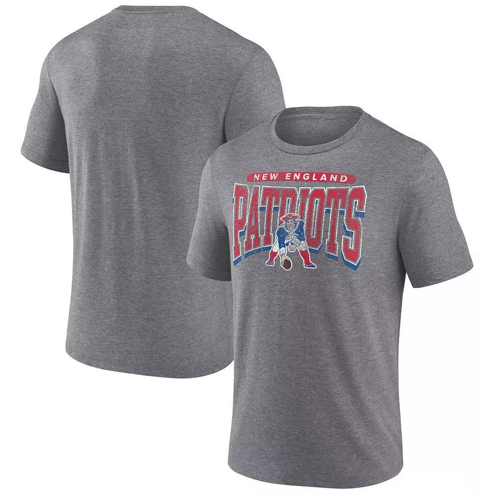 Men's Fanatics Heather Gray New England Patriots Warped Block Tri-Blend T-Shirt, Size: Small, Grey Product Image