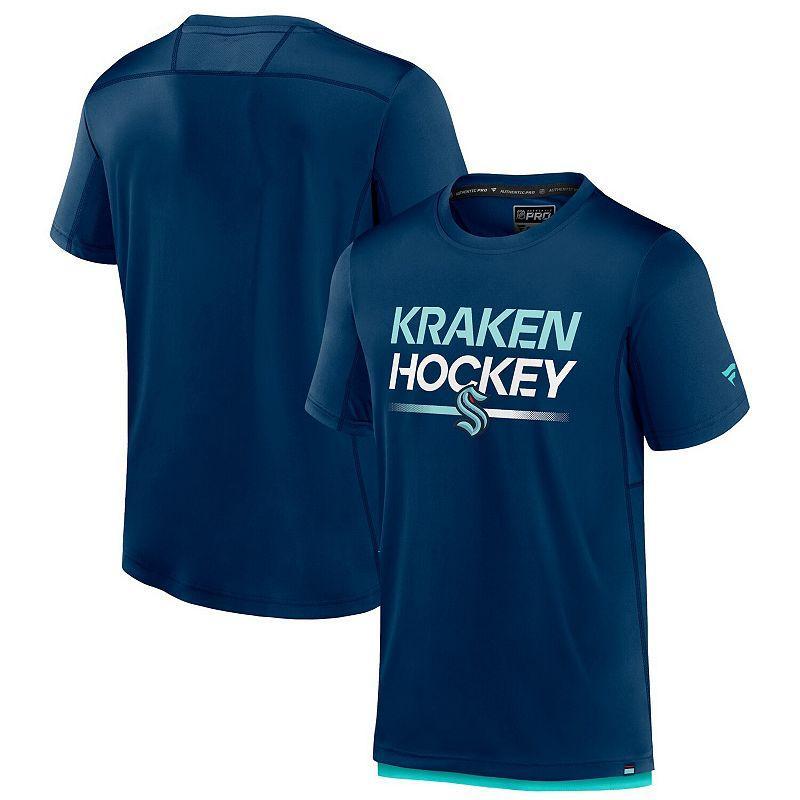 Men's Fanatics Branded  Deep Sea Blue Seattle Kraken Authentic Pro Tech T-Shirt, Size: 2XL, Krk Blue Product Image