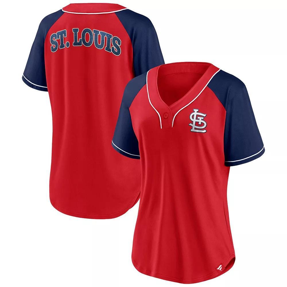 Women's Fanatics Branded Red Washington Nationals Ultimate Style Raglan V-Neck T-Shirt, Size: 3XL Product Image