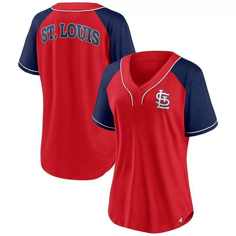 Women's Fanatics Branded Red Washington Nationals Ultimate Style Raglan V-Neck T-Shirt, Size: 3XL Product Image