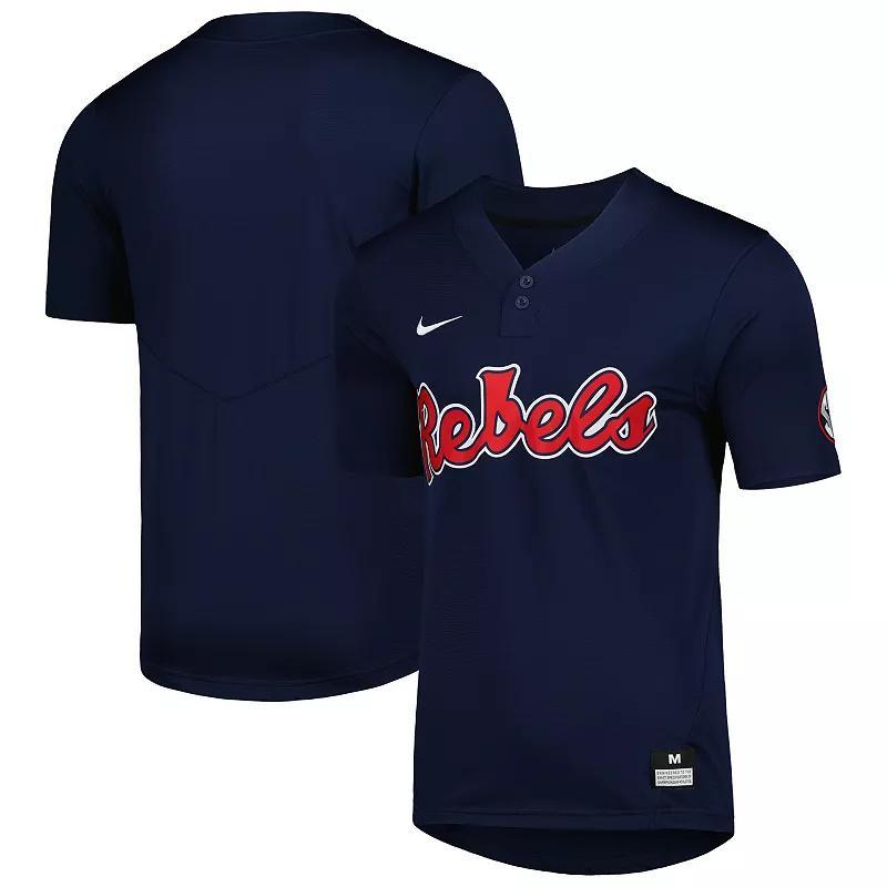 Men's Nike Navy Ole Miss Rebels 2-Button Replica Baseball Jersey, Size: 2XL, Blue Product Image