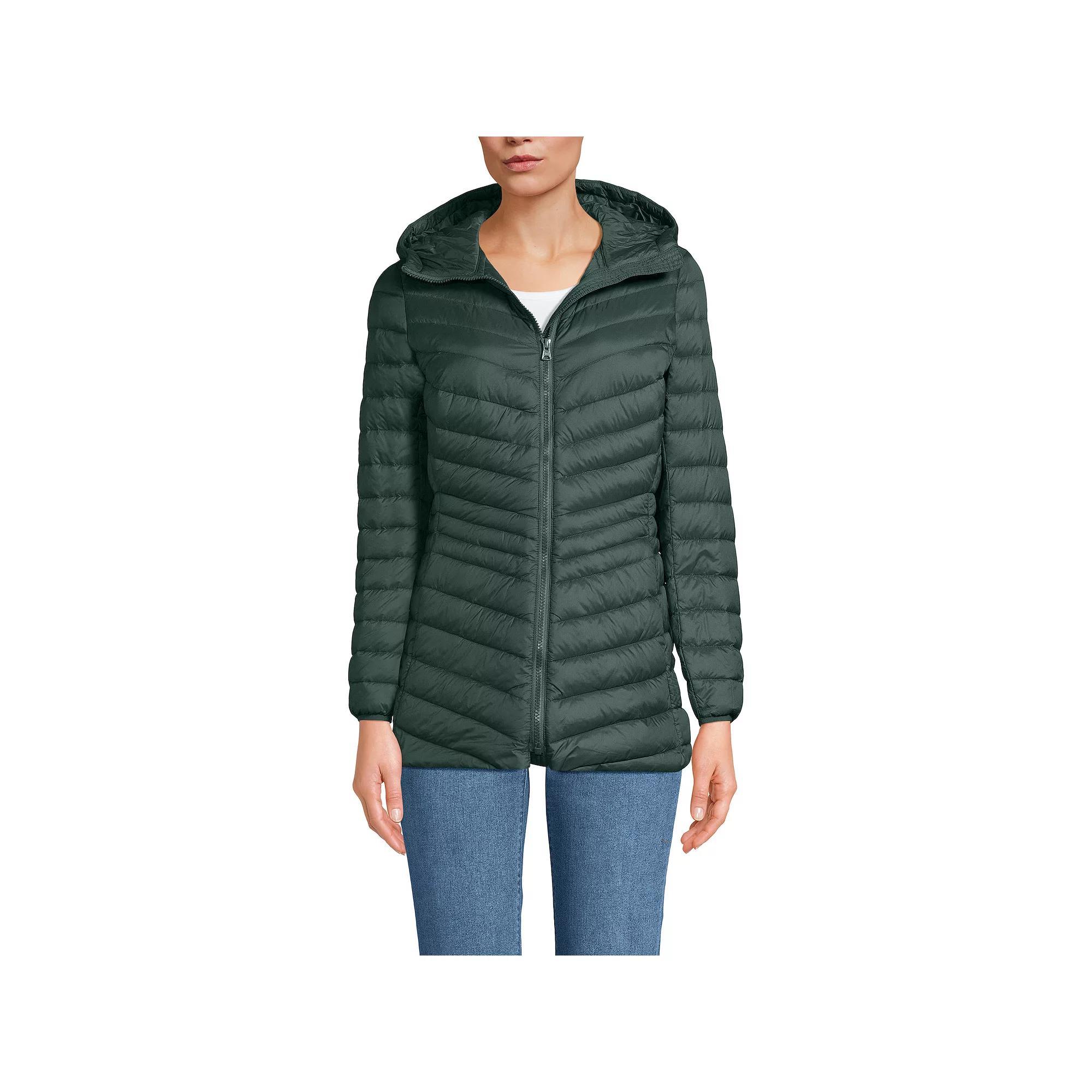 Petite Lands' End Wanderweight Ultralight Hooded Packable Down Jacket, Women's, Size: Small Petite, Evening Green Product Image