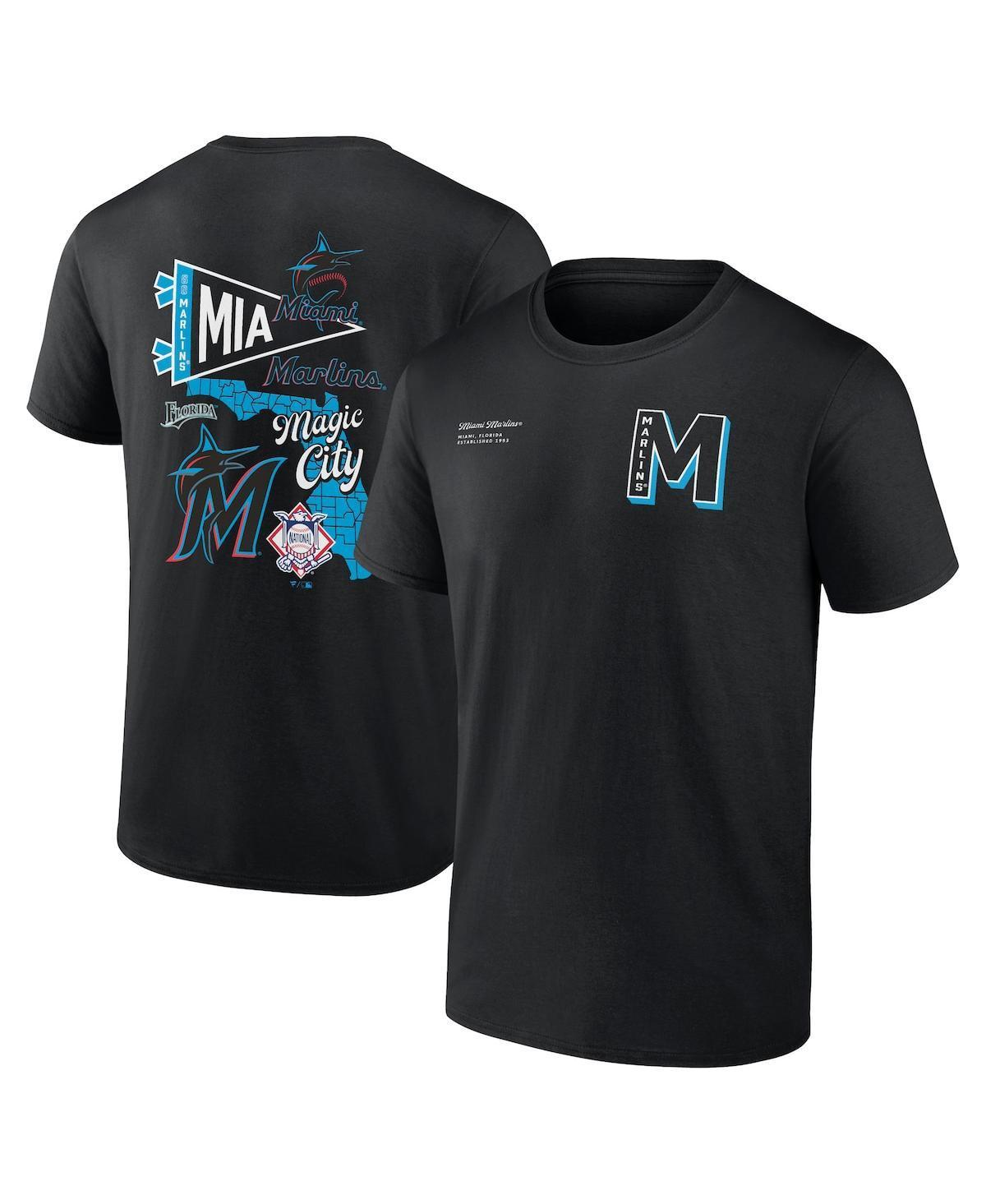 Men's Fanatics Branded Black Miami Marlins Split Zone T-Shirt, Size: Medium Product Image