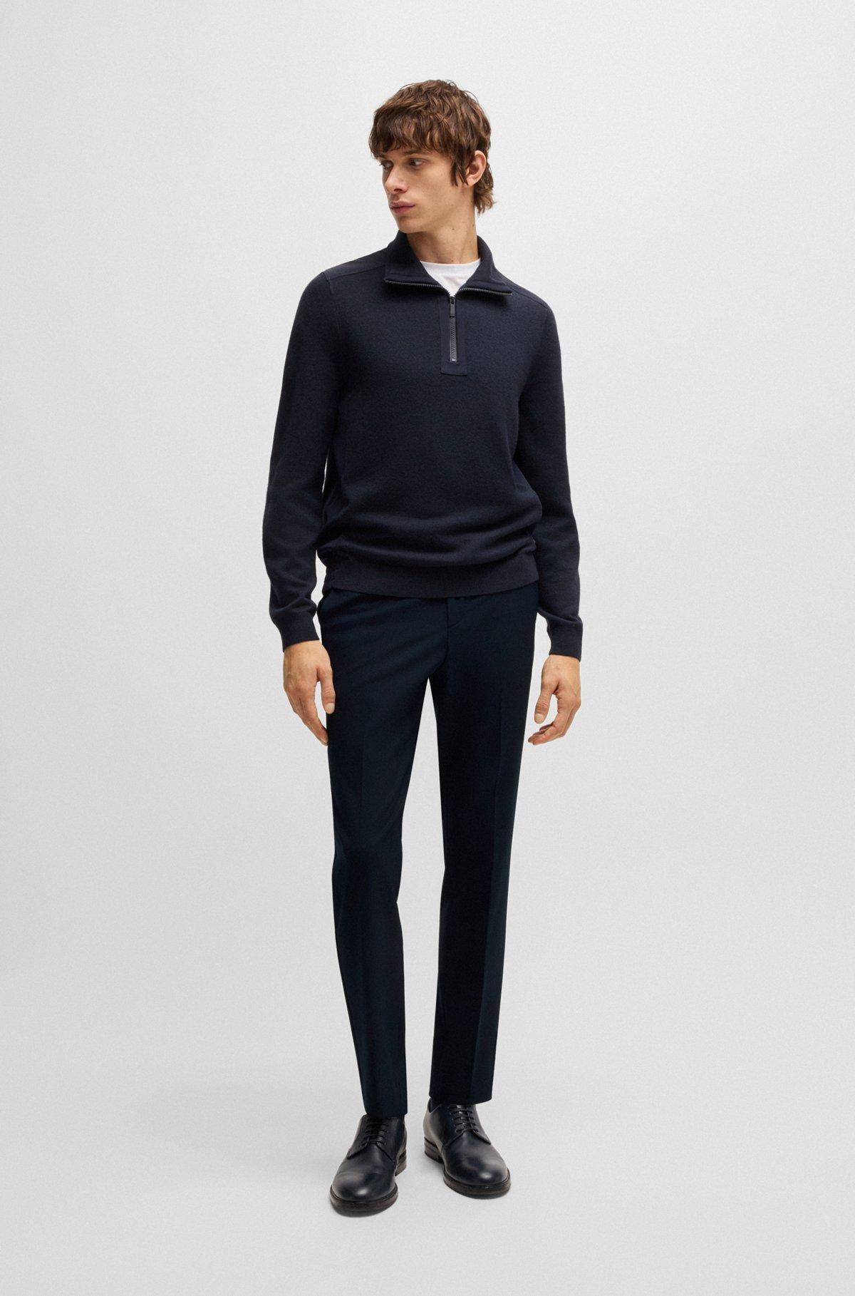 Slim-fit washable trousers in micro-patterned stretch fabric Product Image