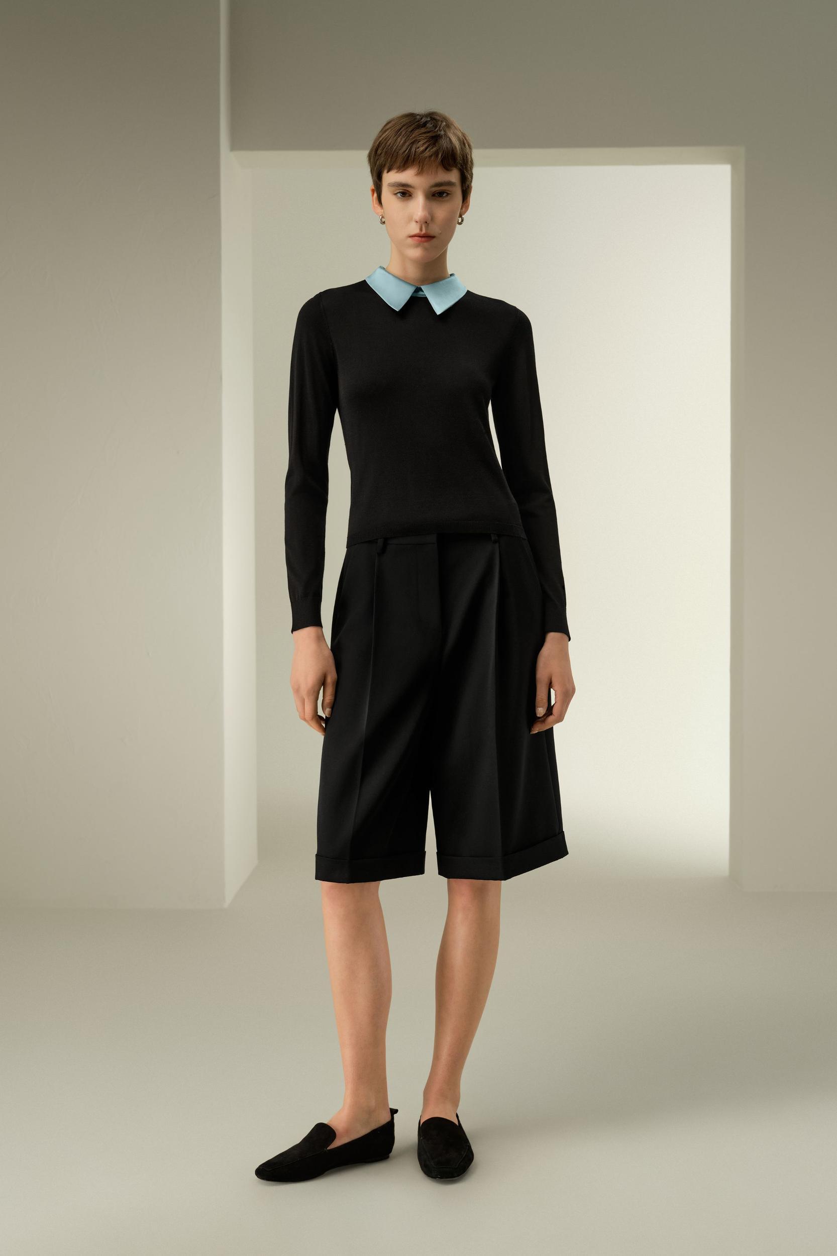 Elitist Silk Knitted Top with Collar Product Image