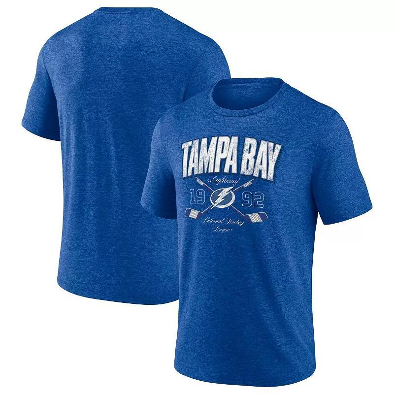 Men's Fanatics  Heather Blue Tampa Bay Lightning Cross Sticks Tri-Blend T-Shirt, Size: Large, Lgh Team Product Image