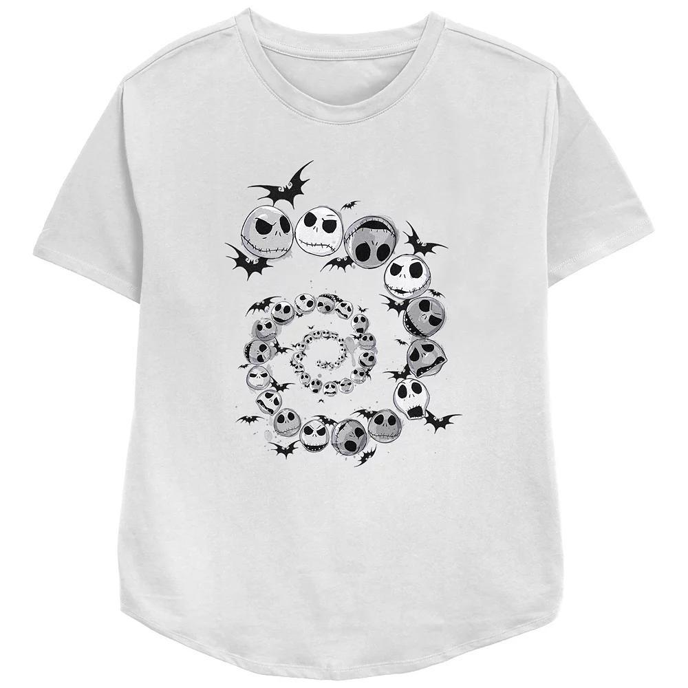 Disney's The Nightmare Before Christmas Jack Skellington And Bats Spiral Women's Relaxed Fit Graphic Tee, Size: XXL, White Product Image