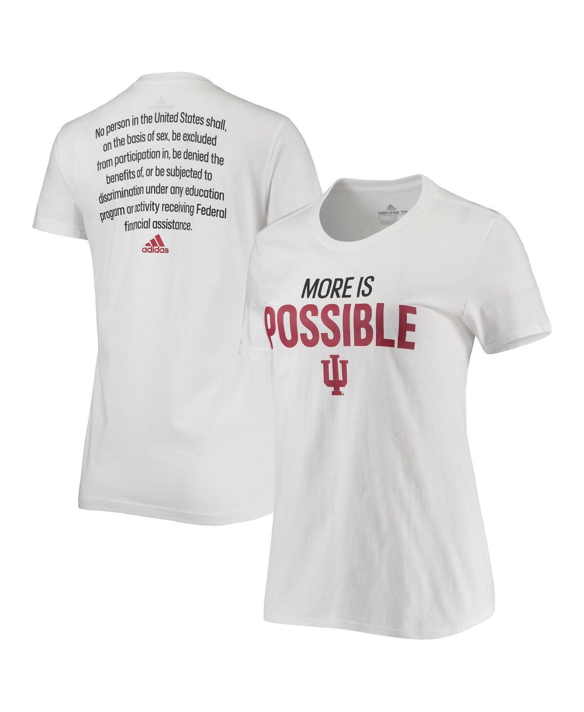 Women's adidas White Indiana Hoosiers More Is Possible T-Shirt, Size: Medium Product Image