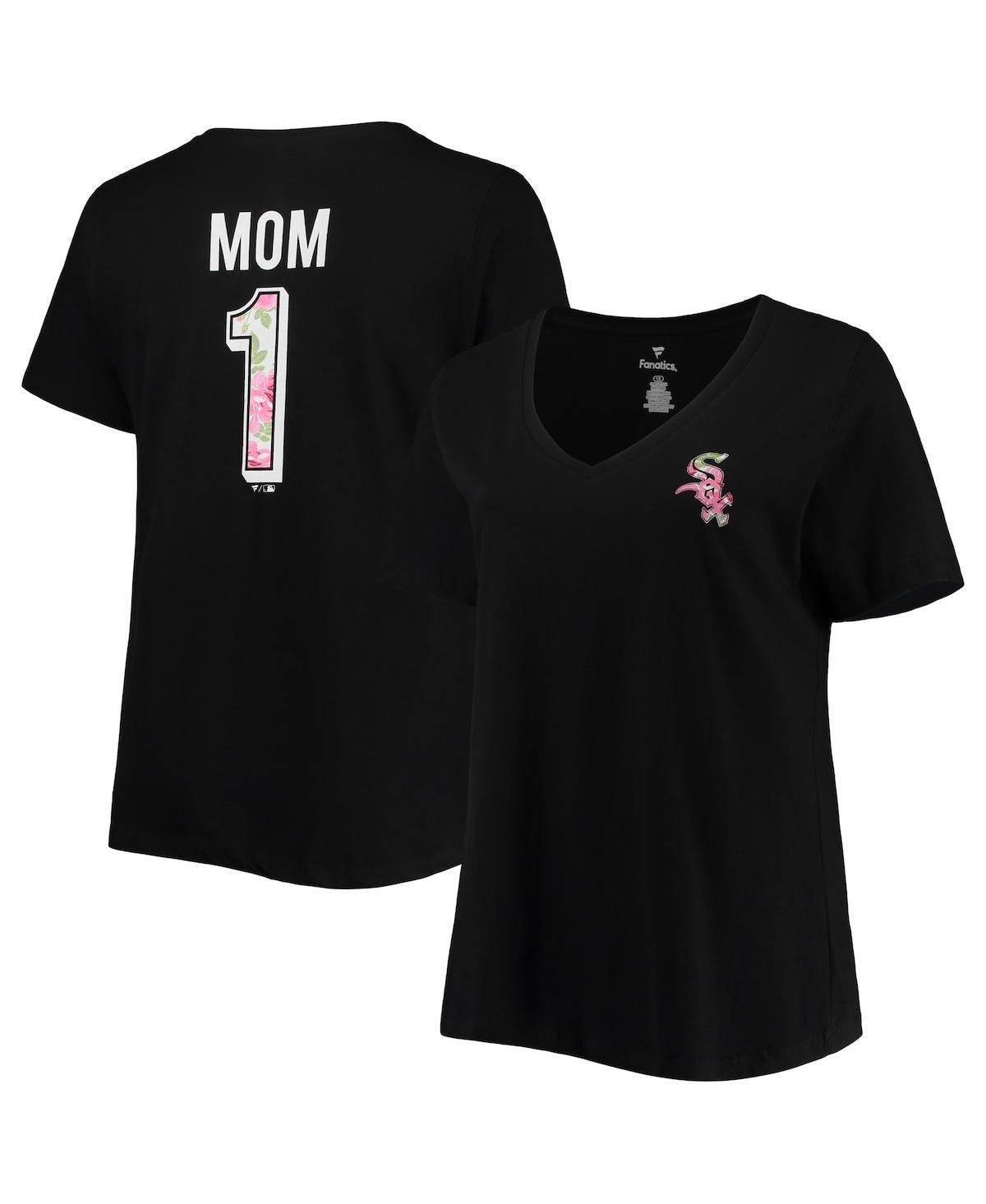 Women's Black Chicago White Sox Plus Size #1 Mom 2-Hit V-Neck T-Shirt, Size: 3XL Product Image