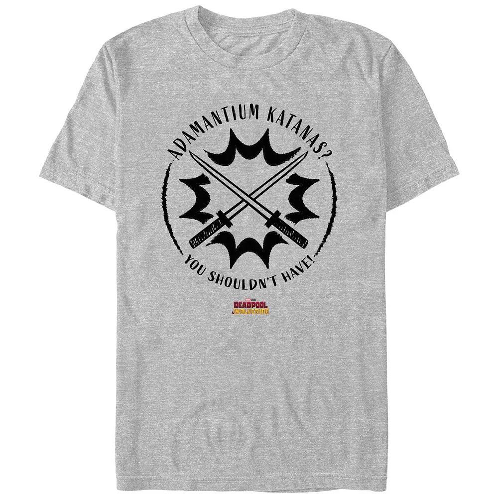 Men's Deadpool And Wolverine Adamantium Katanas Graphic Tee, Size: Large, Athletic Grey Product Image