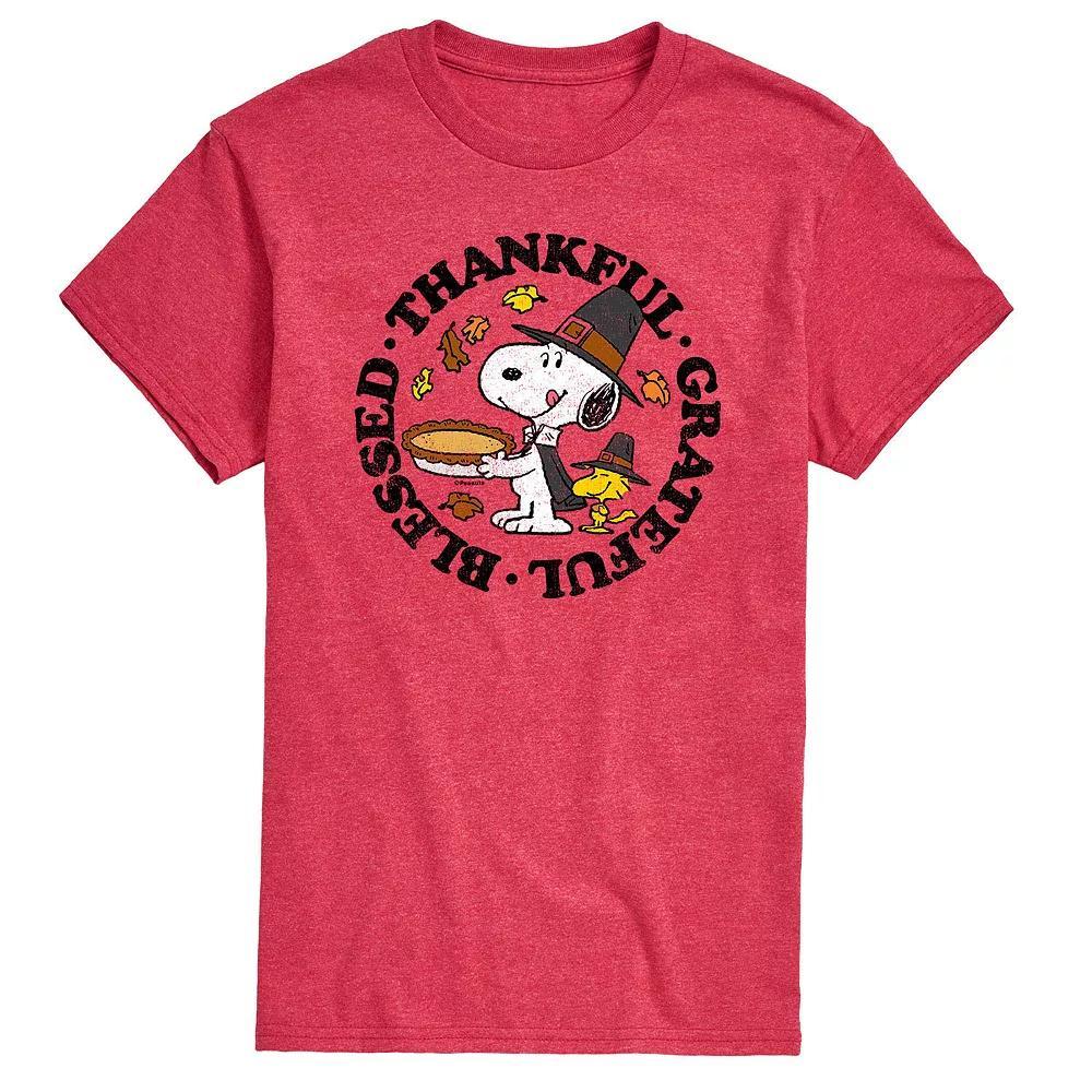Men's Peanuts Thankful Grateful Blessed Tee, Size: Medium, Red Product Image