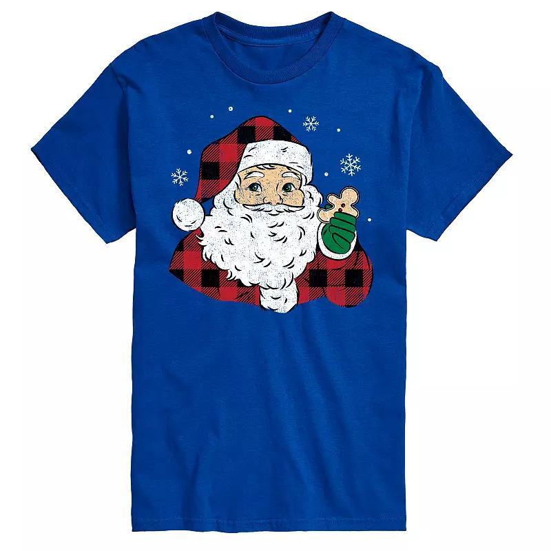 Men's Vintage Santa Plaid Cookie Graphic Tee, Size: XL, Black Product Image