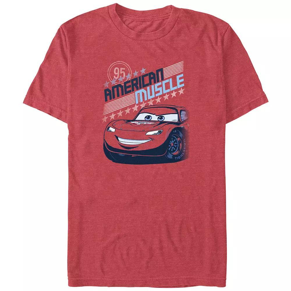 Disney / Pixar's Cars Lightning McQueen American Muscle Big & Tall Graphic Tee, Men's, Size: 5XL, Red Grey Product Image