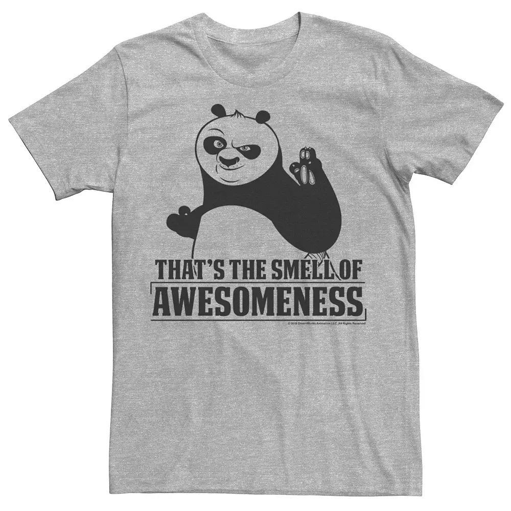Mens Kung Fu Panda Smell The Awesomeness Po Portrait Tee Athletic Grey Product Image