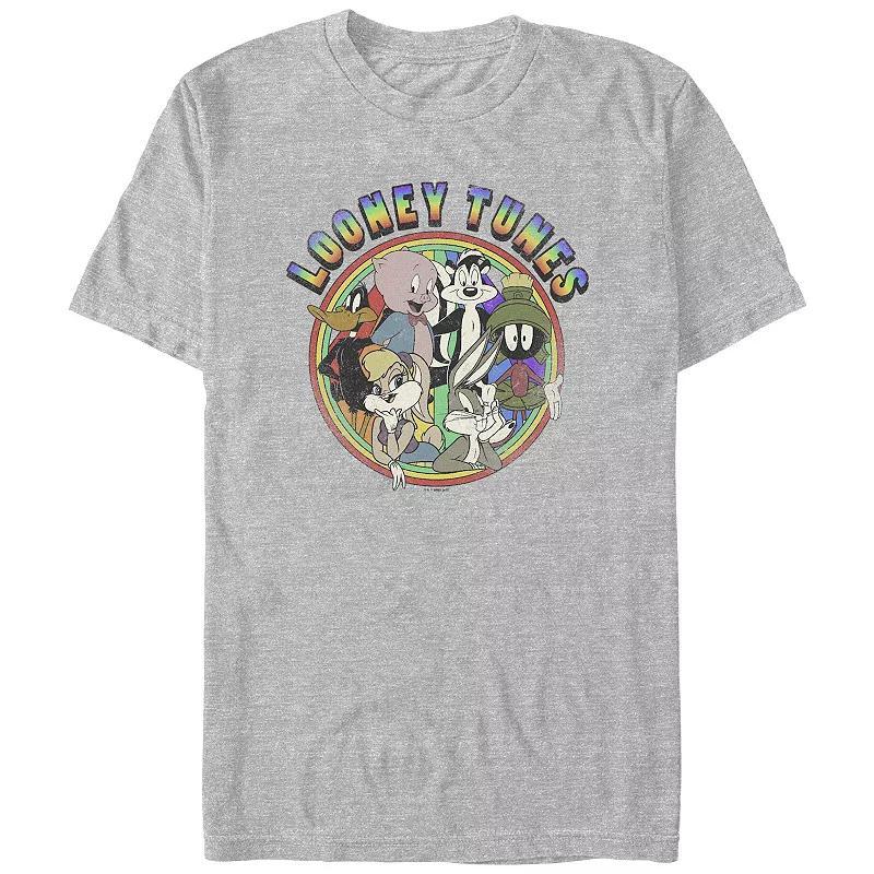 Men's Looney Tunes Vintage Rainbow Graphic Tee, Size: Medium, Athletic Grey Product Image