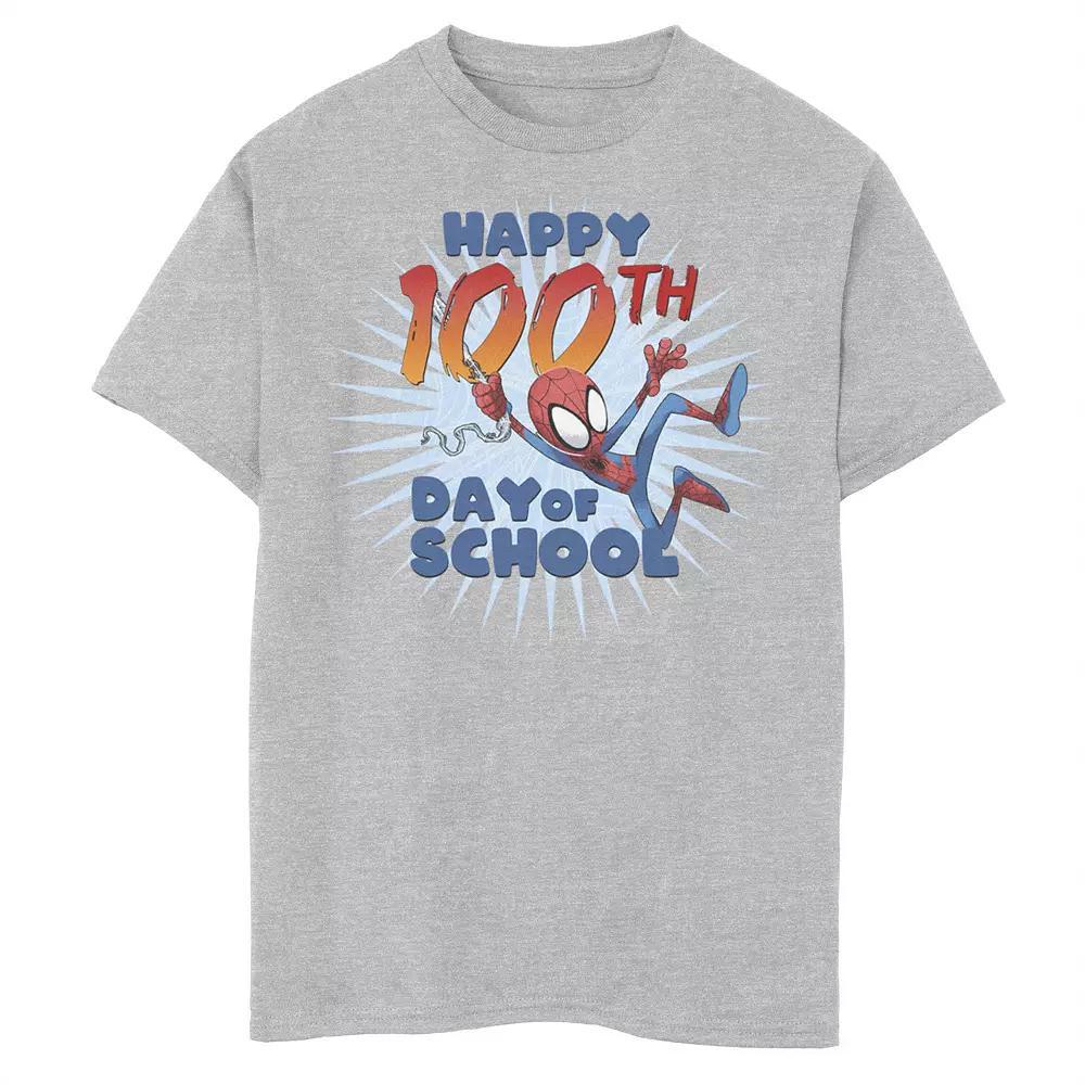 Boys 8-20 Marvel Spider-Man 100th Day Of School Text Graphic Tee, Boy's, Size: XS, Athletic Grey Product Image