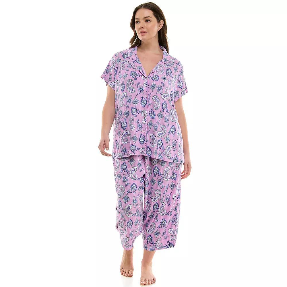 Plus Size Croft & Barrow® Wonderluxe Pajama Top & Pajama Pants Set, Women's, Size: 3XL, Cece Paisley Product Image