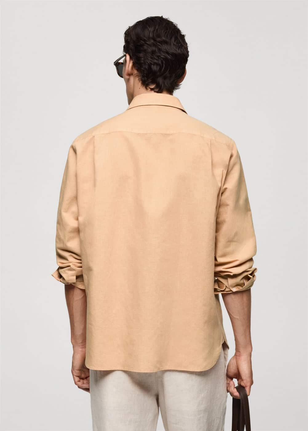 Mango Mens Slim Fit Linen Blend Shirt Product Image