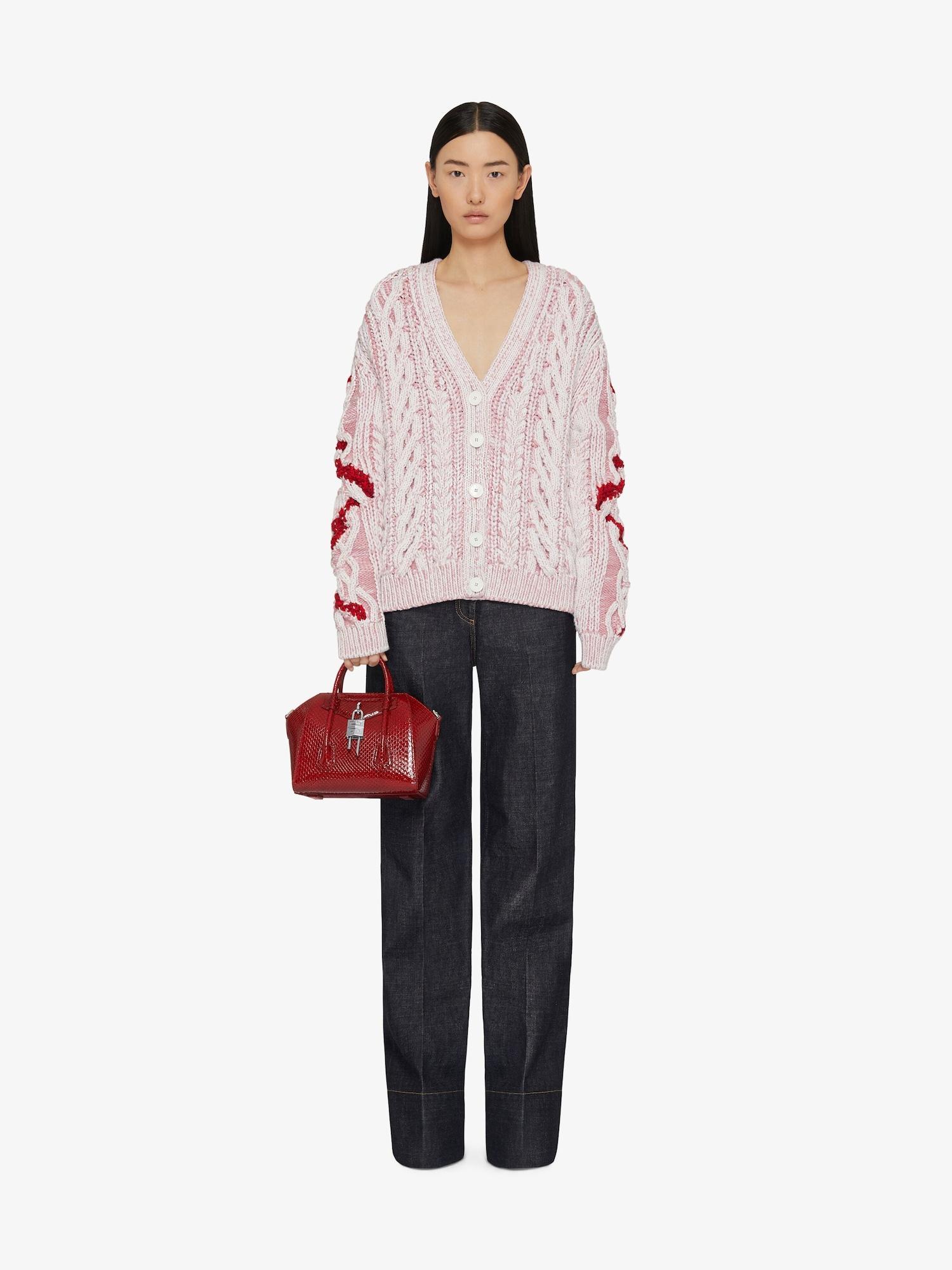 Cardigan in cable-knit with snake jacquard Product Image