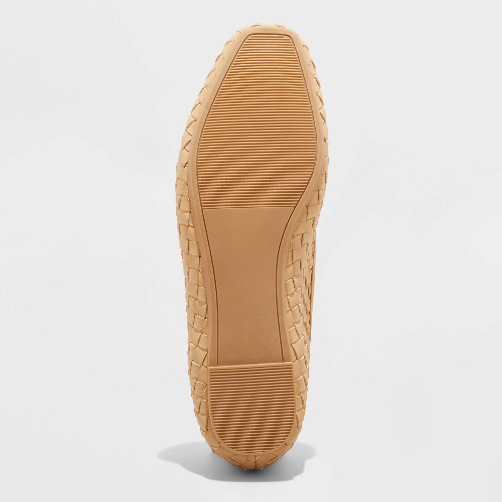 Womens Lorna Woven Ballet Flats - Universal Thread Tan 11: Cushioned Insole, Slip On, Square Toe Product Image