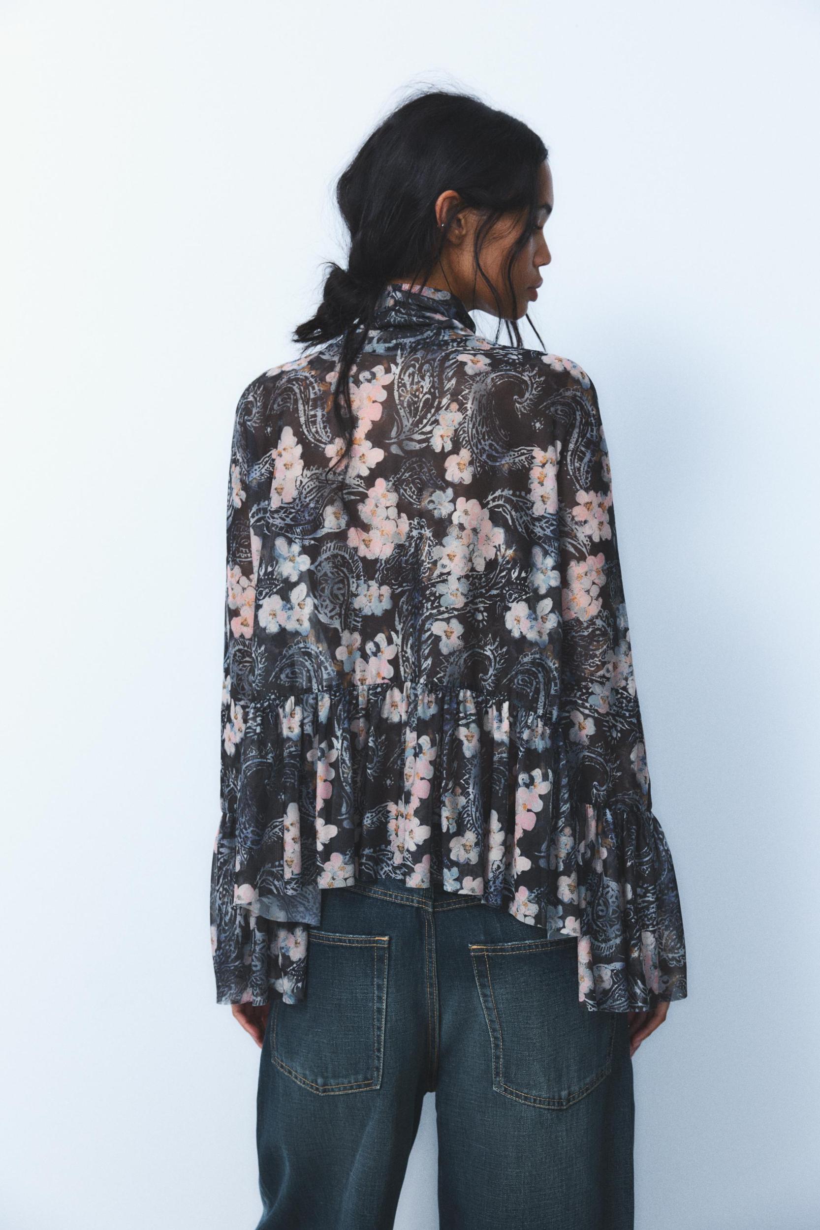 PRINTED TULLE BLOUSE Product Image
