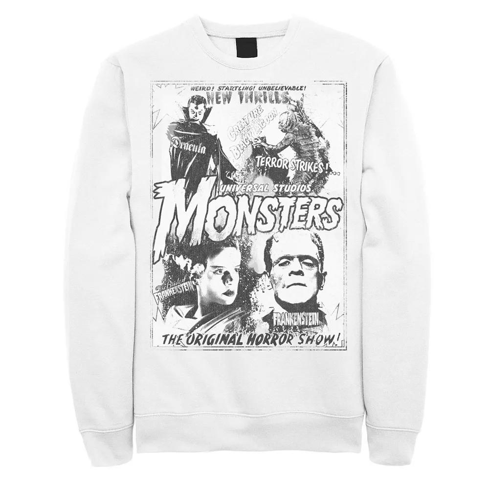 Men's Universal Monsters Collage Movie Poster Sweatshirt, Size: Small, White Product Image