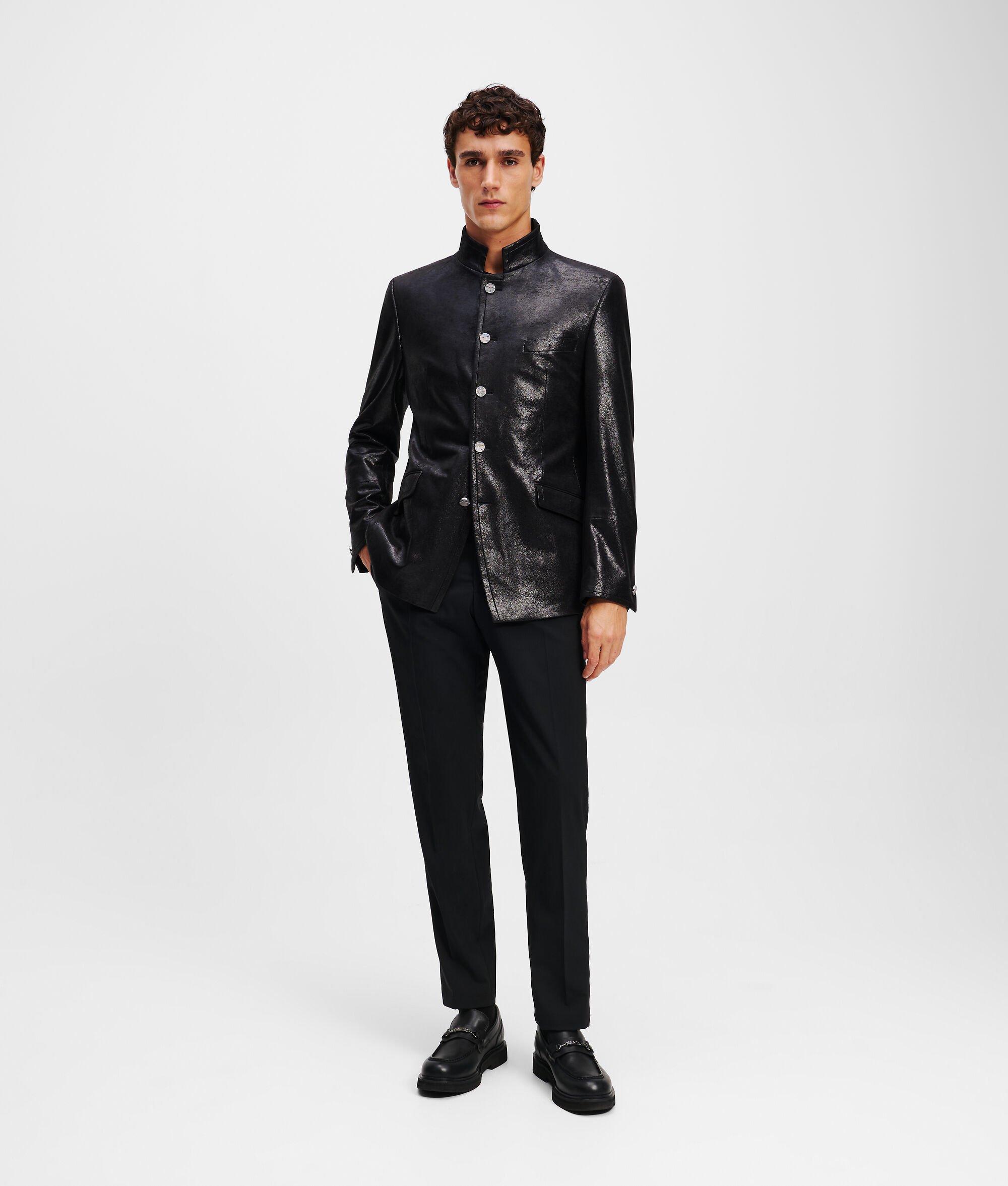 FAUX-LEATHER STAND-UP COLLAR JACKET Product Image
