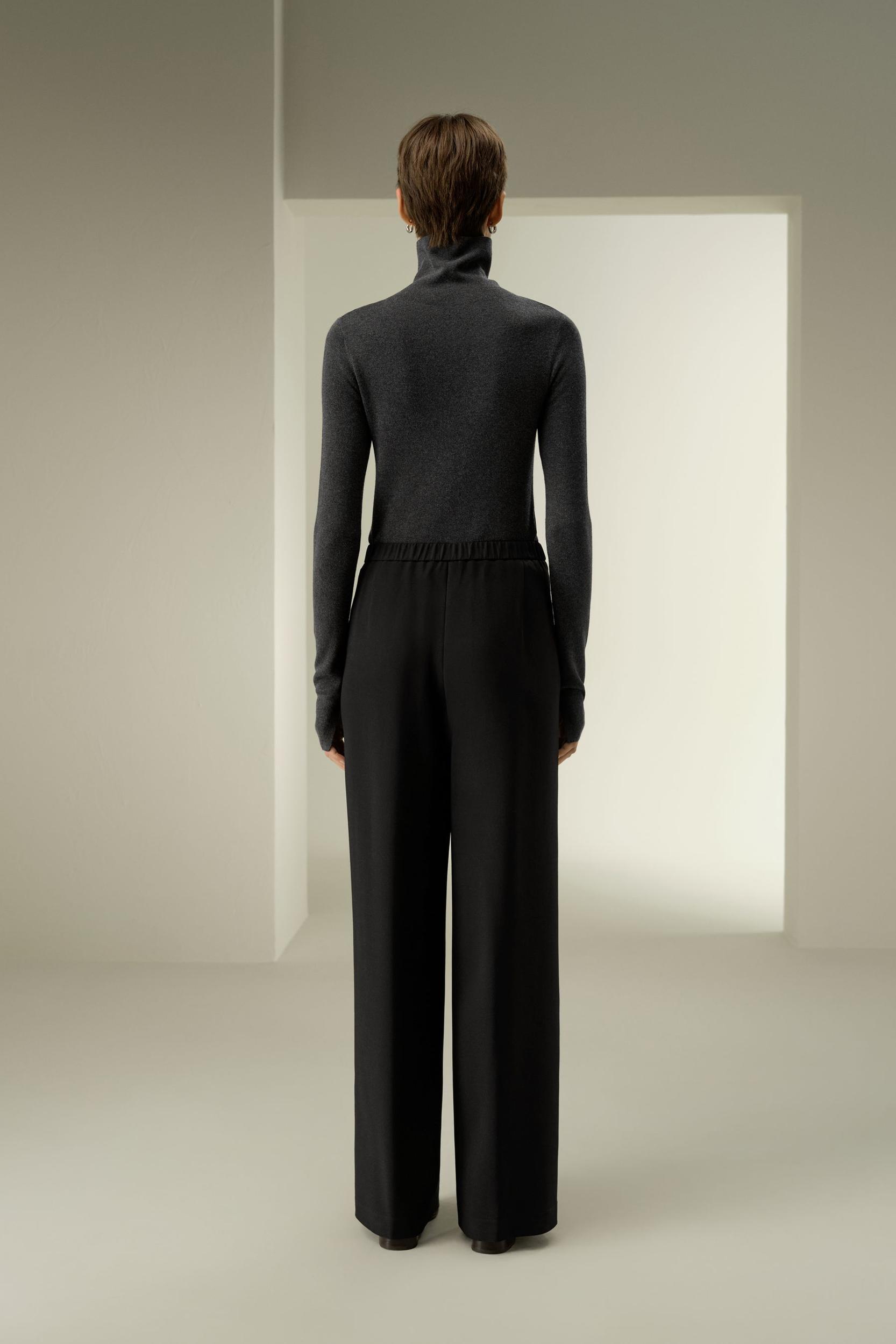 Silk-Wool Pleated Wide-Leg Trousers Product Image