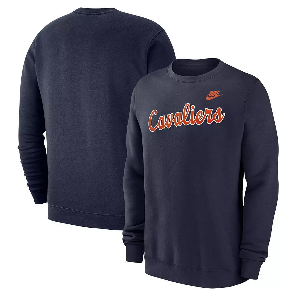 Men's Nike Navy Virginia Cavaliers Vintage Club Fleece Pullover Sweatshirt, Size: Large, Blue Product Image