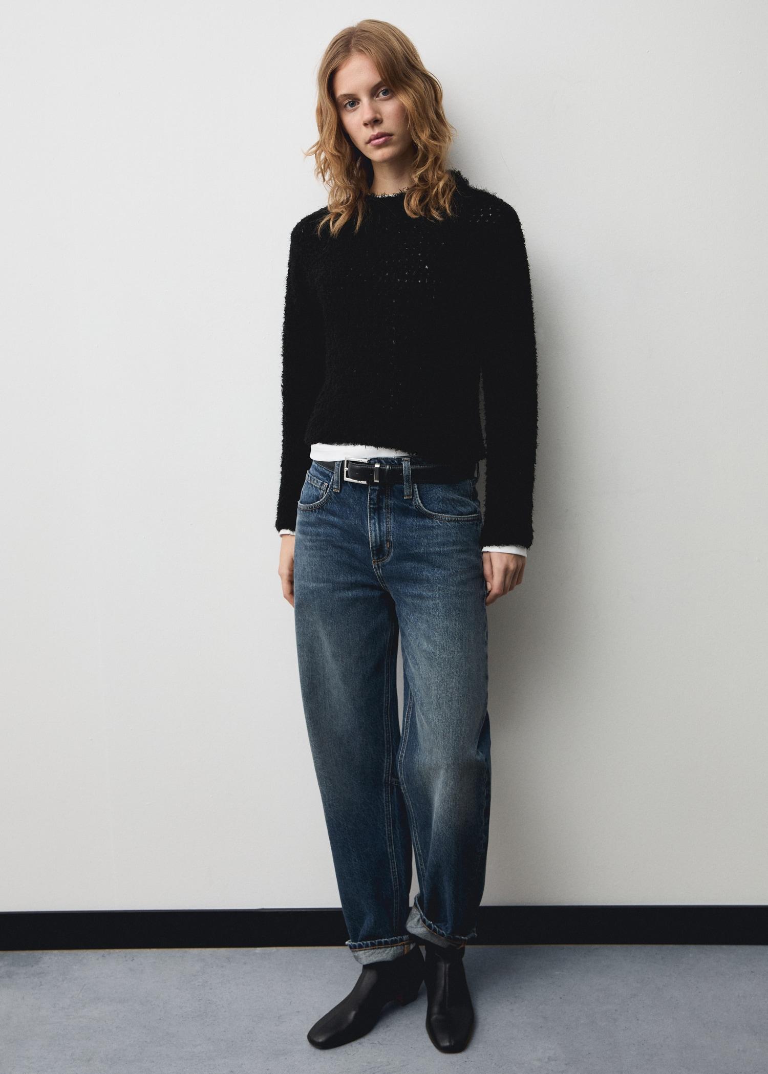 Fur-effect knitted sweater - Women | MANGO USA Product Image