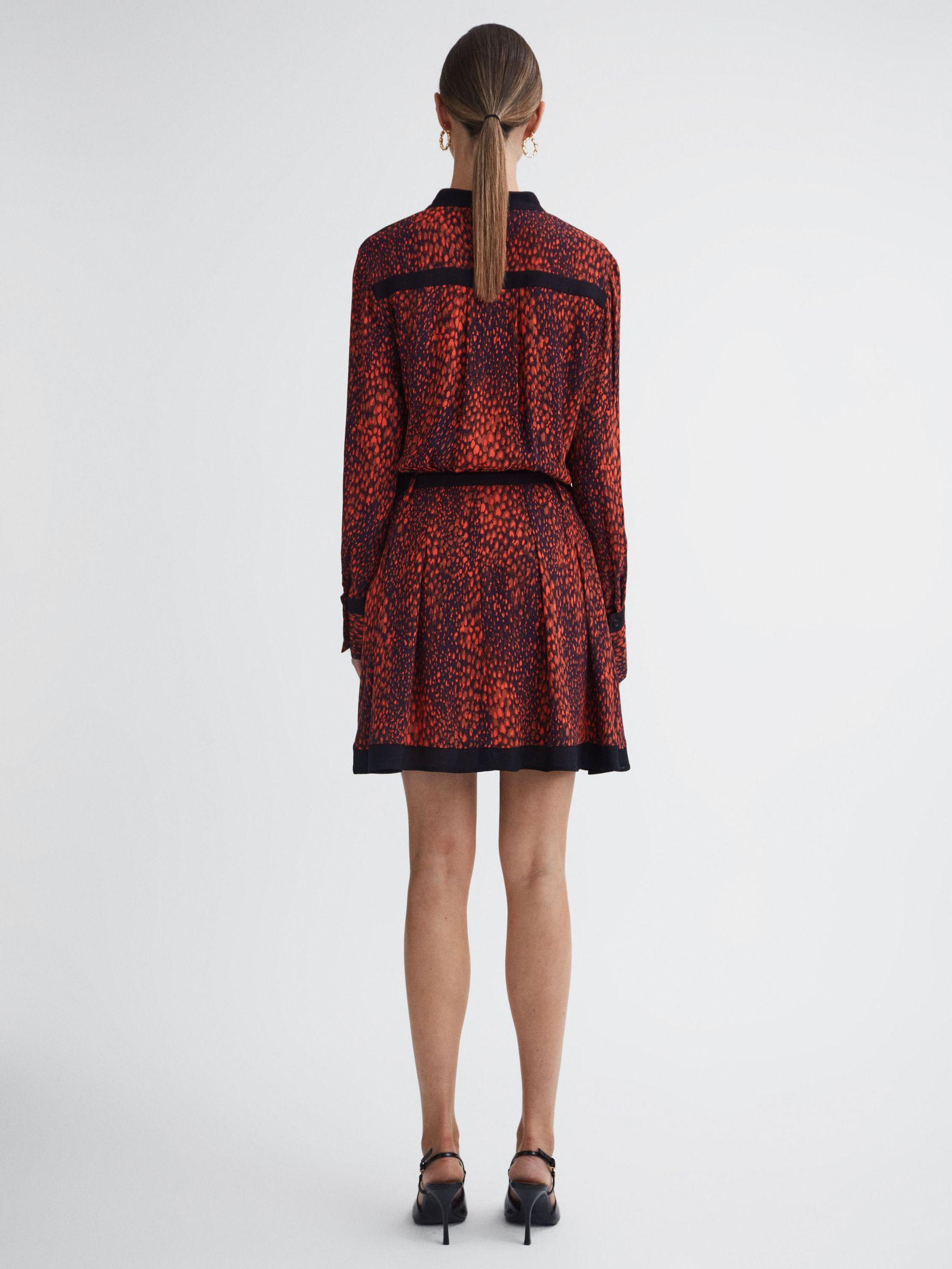 Animal Print Belted Mini Dress in Red Product Image