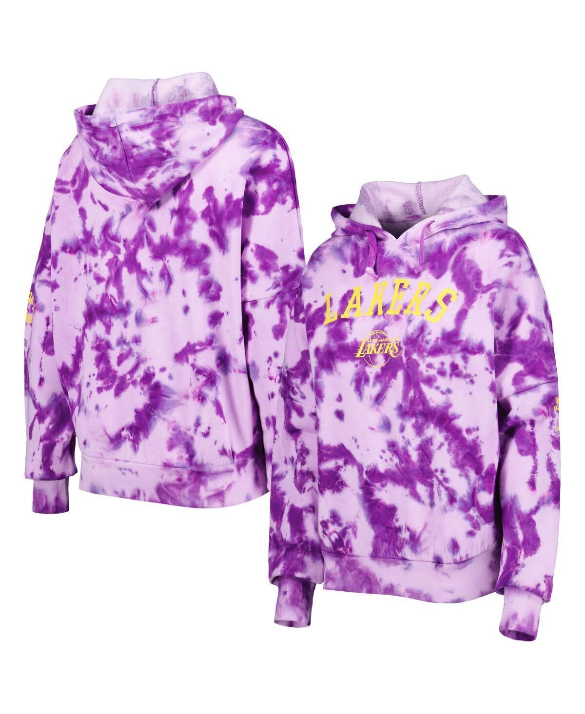 Women's New Era Purple Los Angeles Lakers Brushed Cotton Tie-Dye Pullover Hoodie, Size: Small Product Image